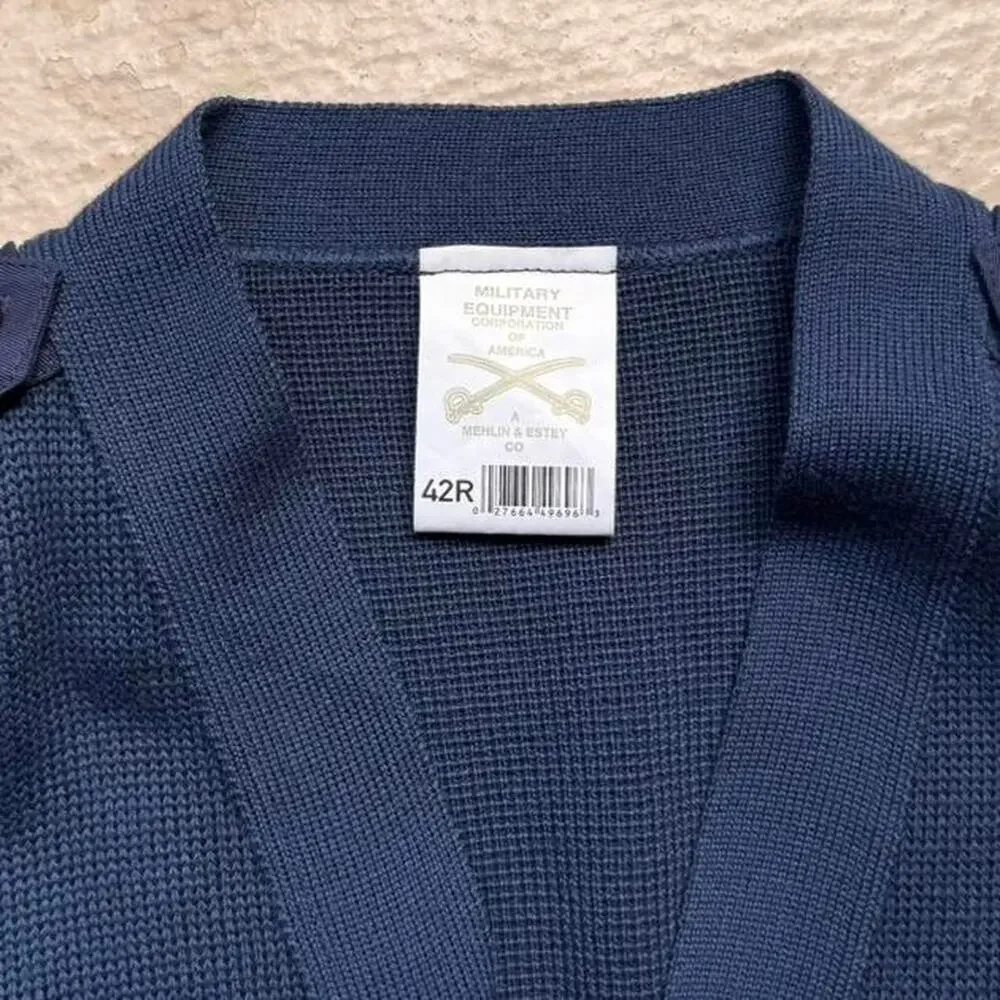 Military Equipment Buttoned Wool Blend Men's L Cardigan Blue